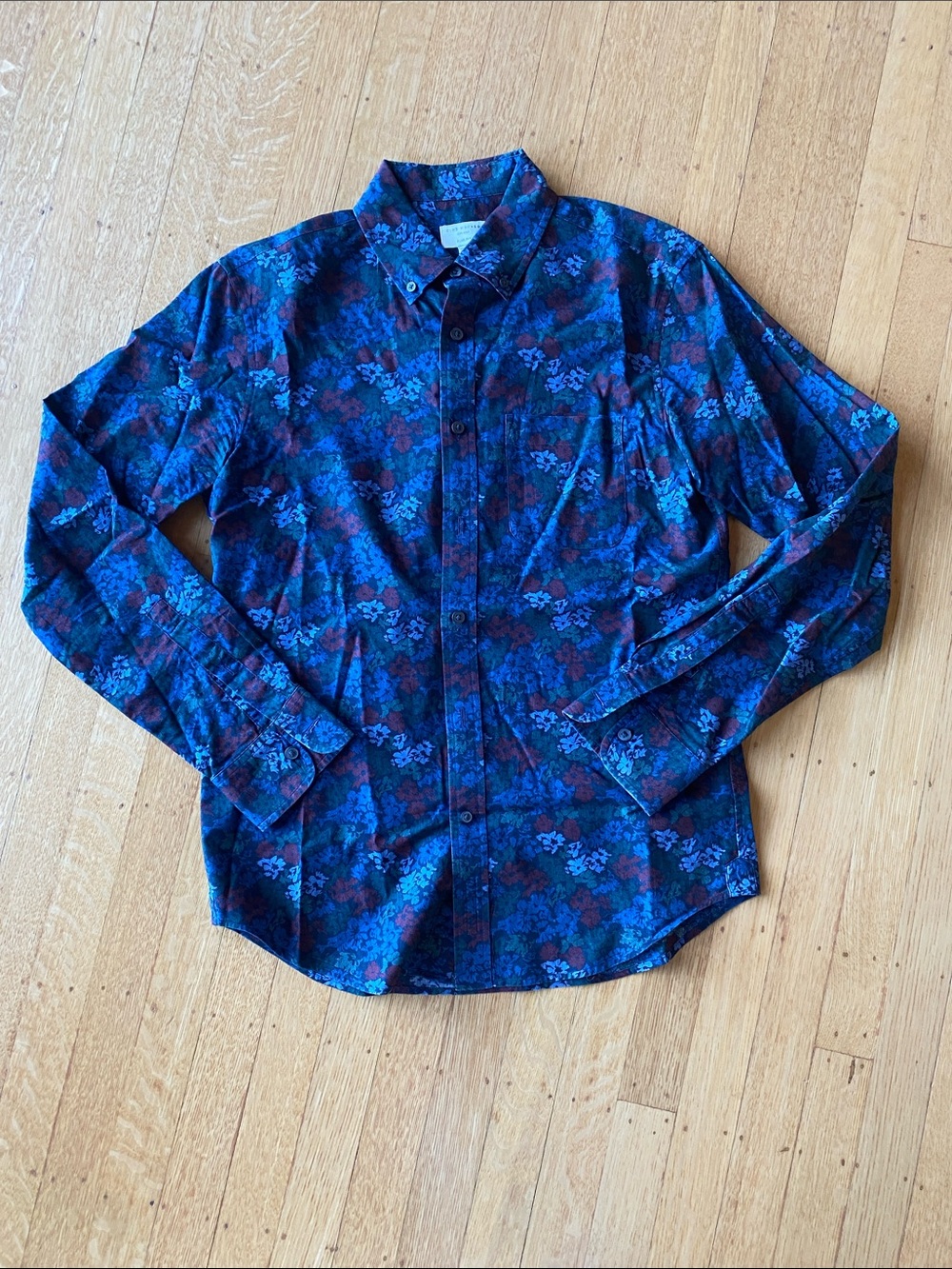 Club Monaco Slim-Fit Floral Shirt Navy, Extra Small